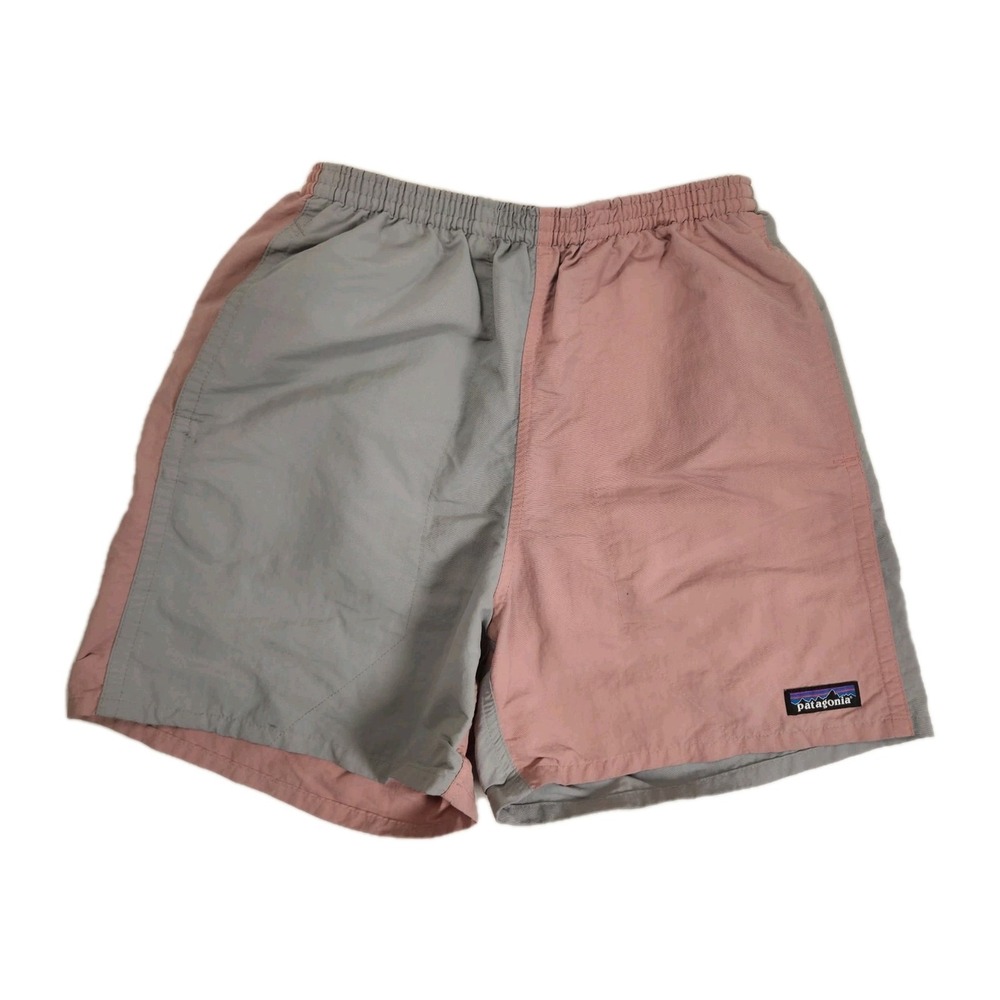 Patagonia Drawstring Waist Shorts Swim Trunks Size XS Gray And Pink Color Block